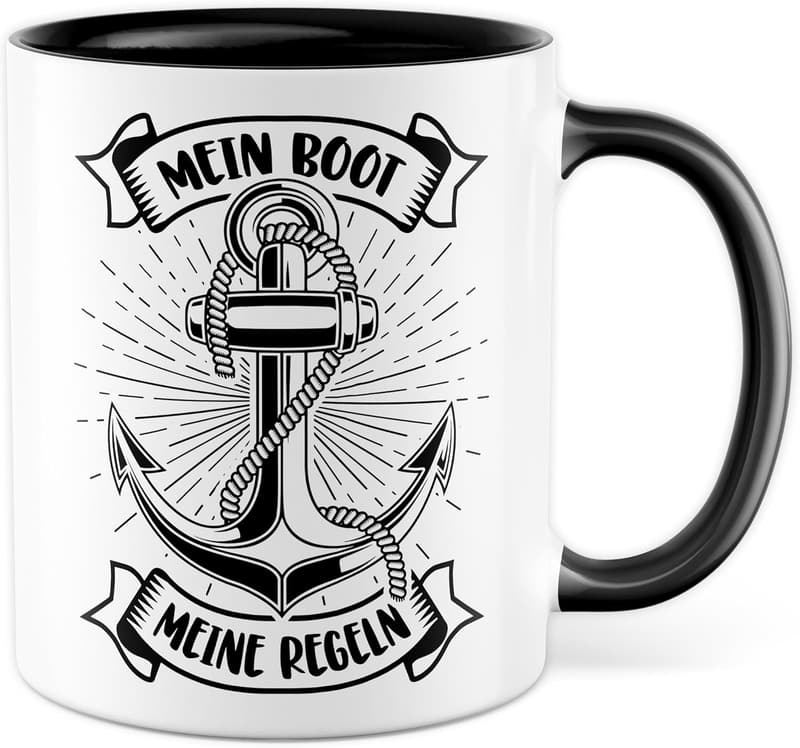 Kaffeetasse für Bootsbesitzer – Keramiktasse 330ml mit Spruch