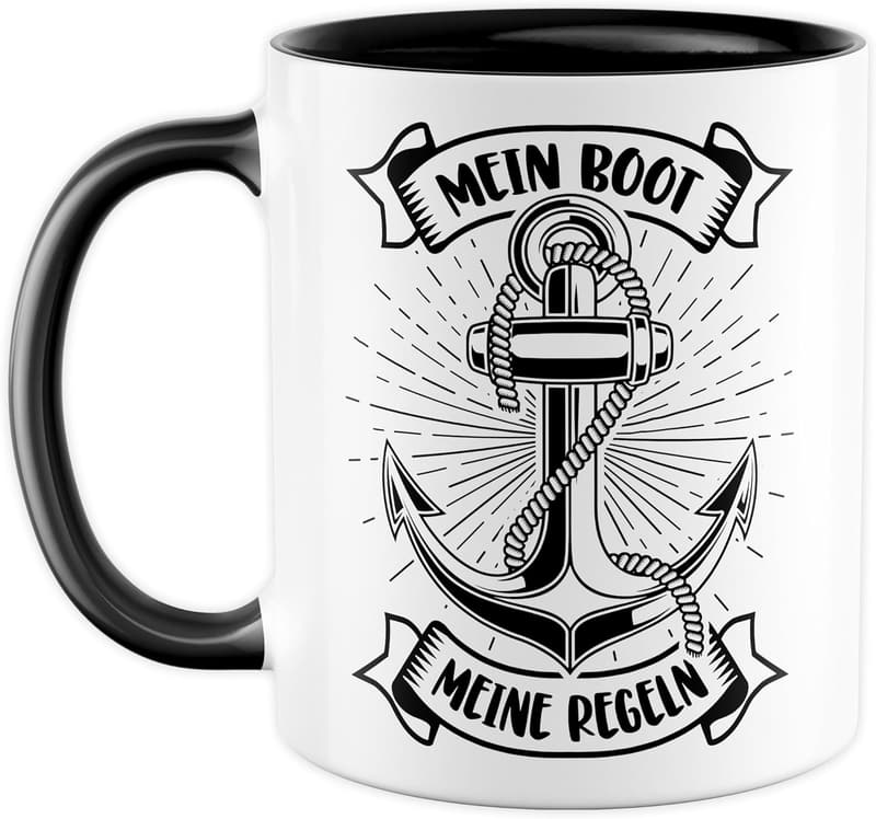 Kaffeetasse für Bootsbesitzer – Keramiktasse 330ml mit Spruch