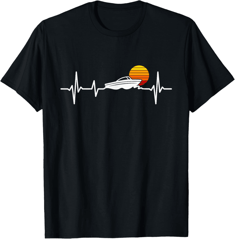 Motorradfahrer T-Shirt mit Herzschlag-Design für Bootsfreunde