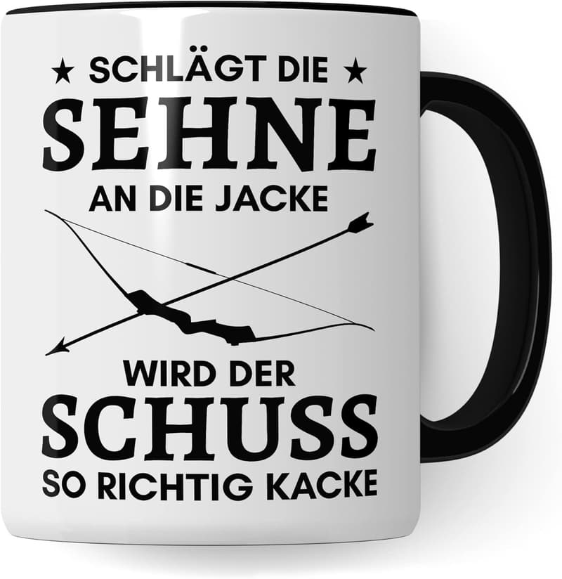Bogensport Tasse mit lustigem Motiv für Sportschützen