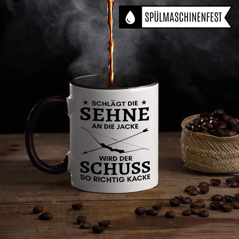 Bogensport Tasse mit lustigem Motiv für Sportschützen
