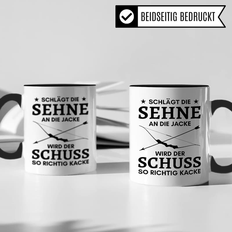 Bogensport Tasse mit lustigem Motiv für Sportschützen