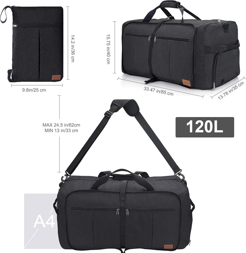 Faltbare 120L Reisetasche für Herren und Damen mit Schuhfach