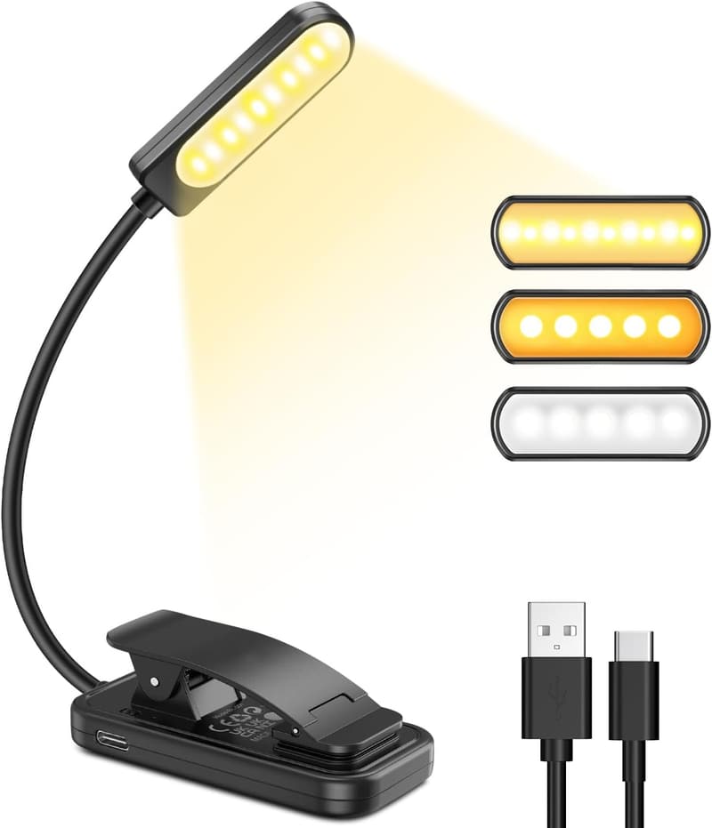 USB wiederaufladbare Leselampe mit 6 LEDs und 3 Helligkeitsmodi