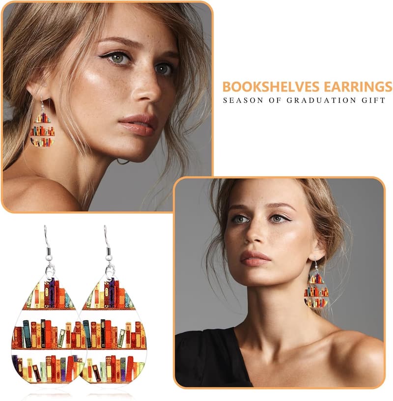 Buchliebhaber Ohrringe aus Acryl für Frauen – Bibliothek Geschenk