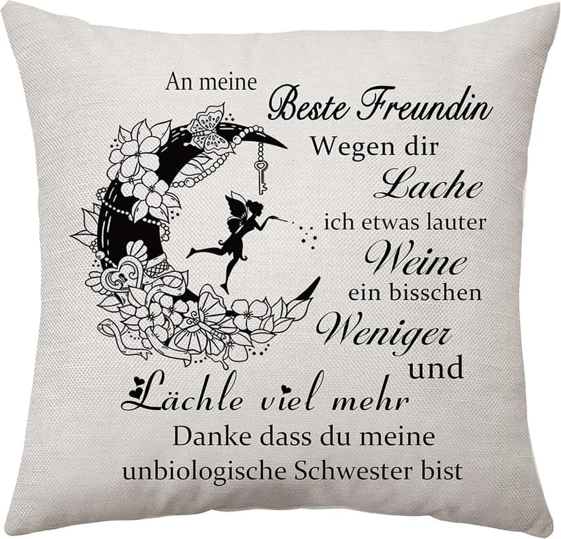 Kissenbezug für beste Freundin – Geschenk für Frauen und Schwestern