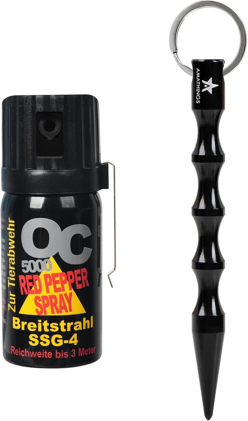 Selbstverteidigungs-Set: Kubotan mit OC 5000 Pfefferspray für Schutz