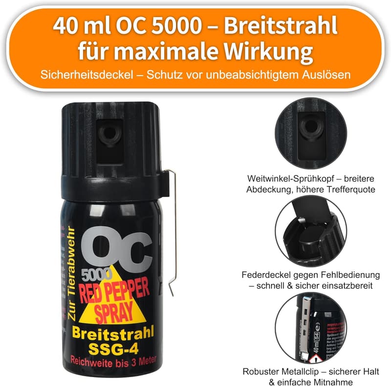 Selbstverteidigungs-Set: Kubotan mit OC 5000 Pfefferspray für Schutz