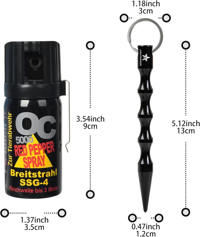 Selbstverteidigungs-Set: Kubotan mit OC 5000 Pfefferspray für Schutz