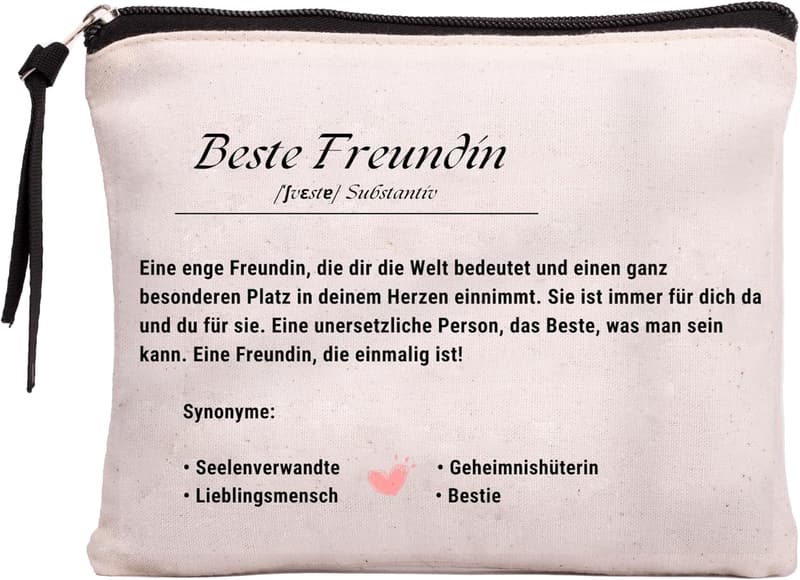 Geburtstagsgeschenk für beste Freundin - Kleine Kosmetiktasche aus Naturmaterialien