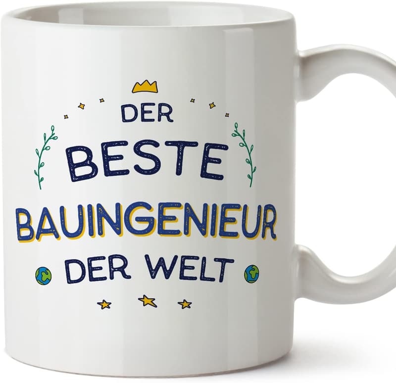 Tasse für Bauingenieure mit Spruch – Lustiges Geschenk, 330 ml
