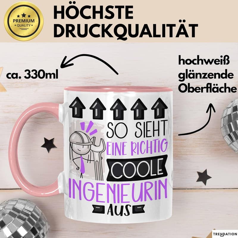 Lustige Tasse für Ingenieurinnen – Geburtstagsgeschenk (Rosa)