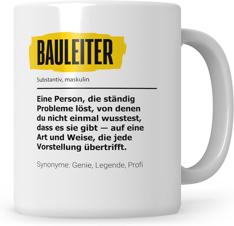 Bauleiter Tasse - Geschenk zur Grundsteinlegung für Bauherren