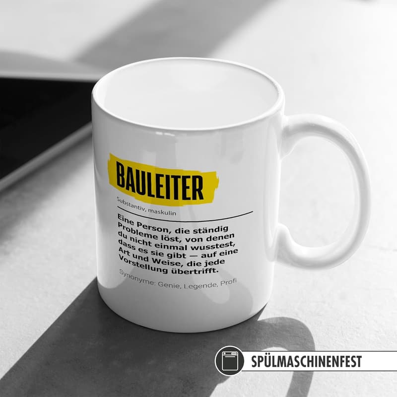 Bauleiter Tasse - Geschenk zur Grundsteinlegung für Bauherren