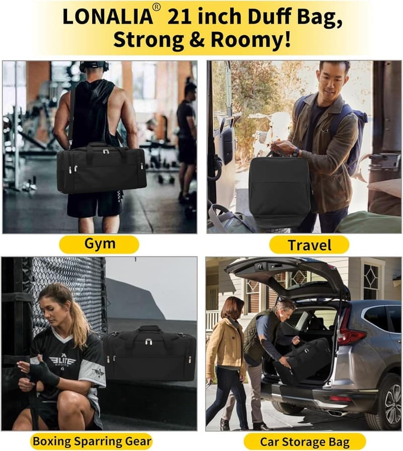 Sporttasche 34L für Herren - Weekender und Fitness Reisetasche (Schwarz)