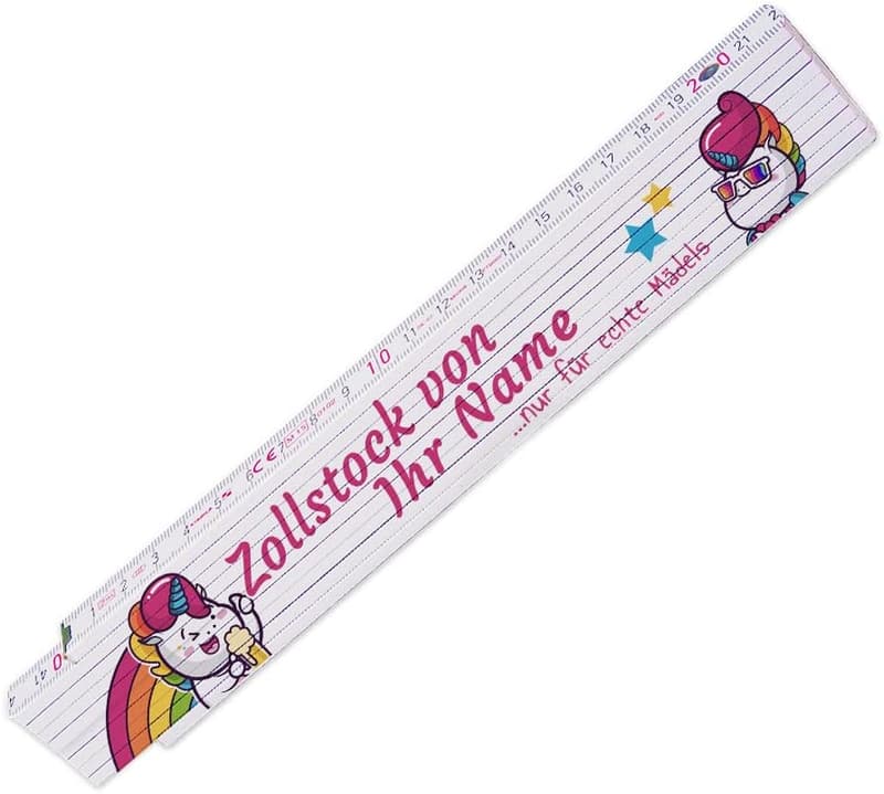 Personalisierter Zollstock mit Einhorn für Mädchen
