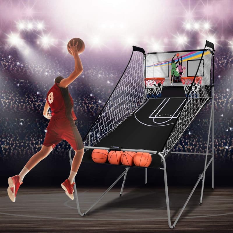 Klapparter Basketballautomat für 2 Spieler mit 8 Spielmodi und 4 Bällen