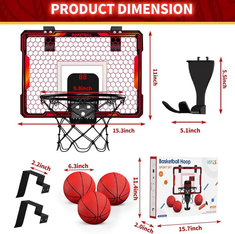 Mini Basketballkorb für Kinder mit Beleuchtung und Elektronischer Anzeigetafel