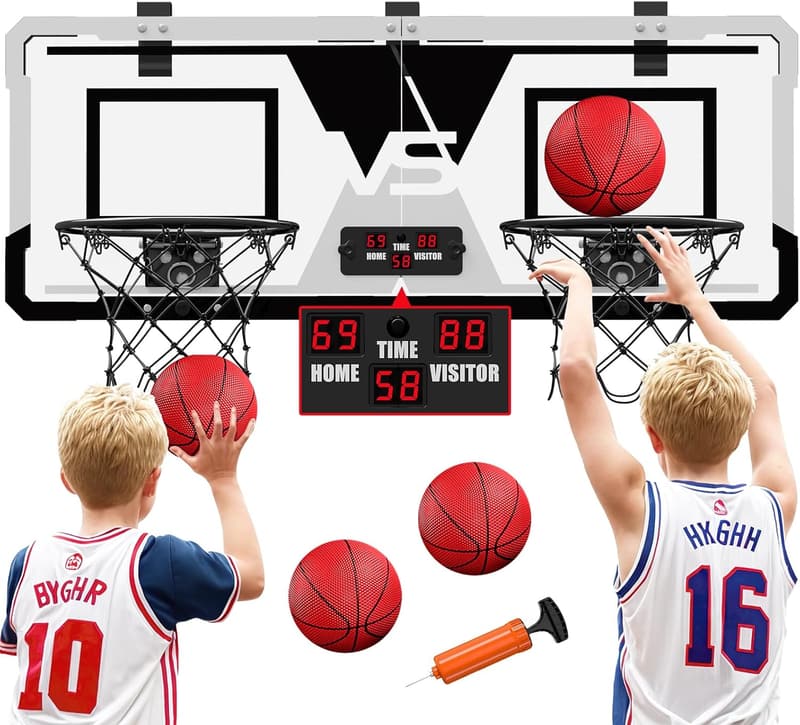 Mini Basketballkorb Set für Kinder mit 4 Bällen & Pumpe, schwarz