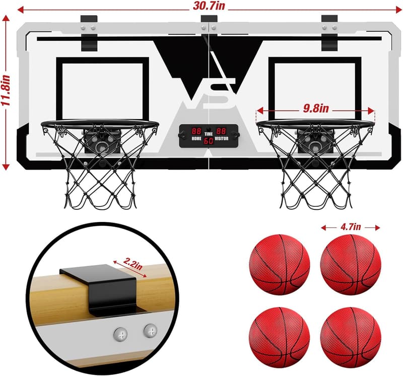 Mini Basketballkorb Set für Kinder mit 4 Bällen & Pumpe, schwarz