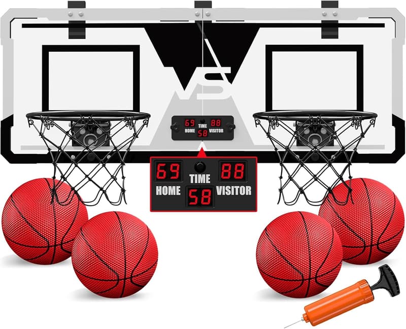 Mini Basketballkorb Set für Kinder mit 4 Bällen & Pumpe, schwarz