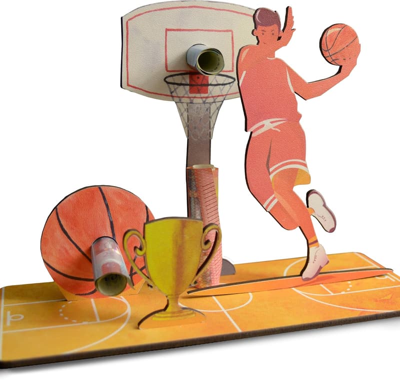 3D-Holzkarte Basketball – Geburtstagskarte für Fans