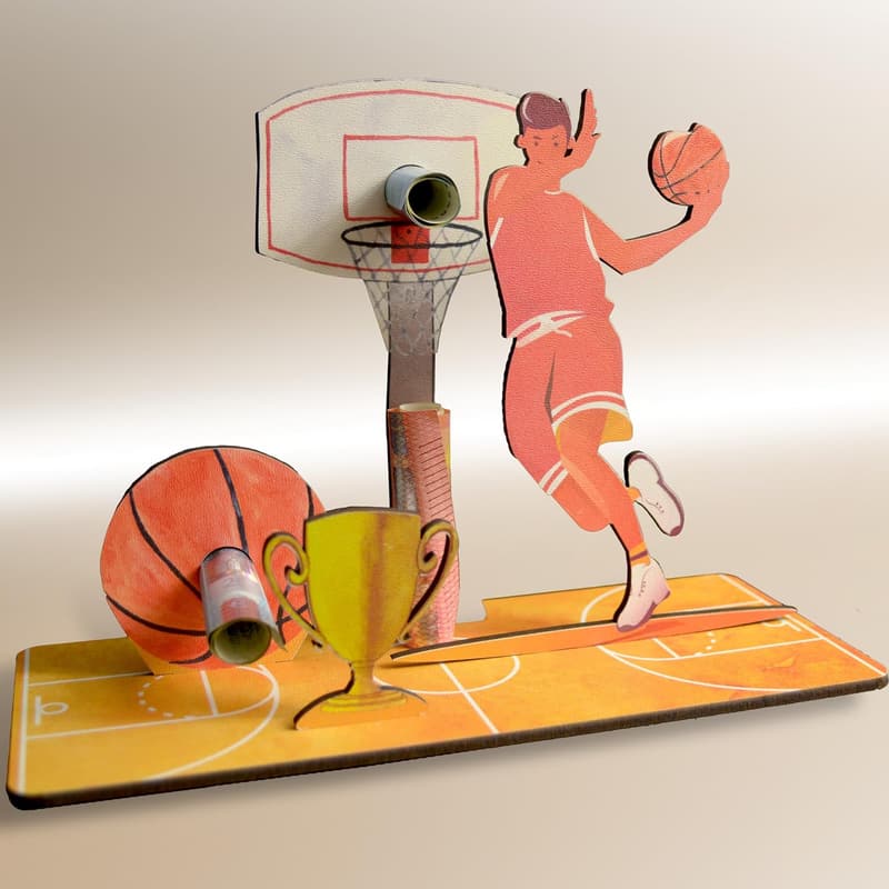 3D-Holzkarte Basketball – Geburtstagskarte für Fans