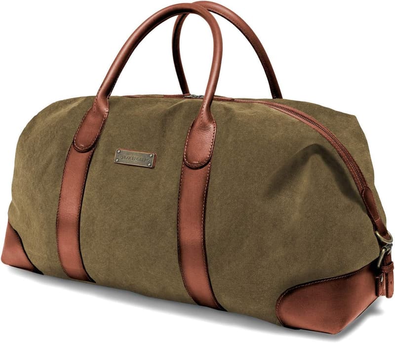 Vintage Reisetasche 'David' (L) aus Canvas und Leder, 60L, erweiterbar, olivgrün