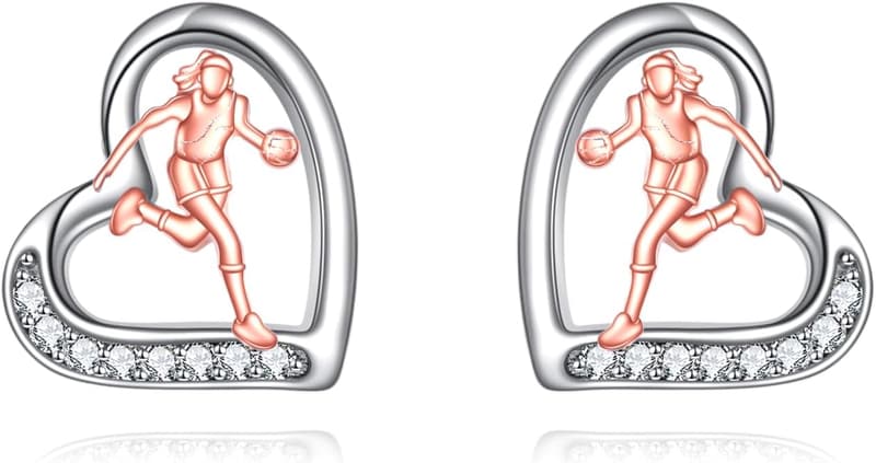 Sportliche Herz-Ohrstecker aus 925 Sterlingsilber für Damen