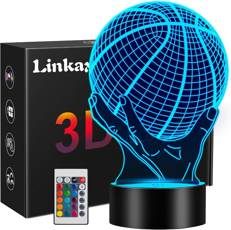 3D Nachtlicht für Kinder – Basketball Dekoration, 16 Farben, Geschenkidee