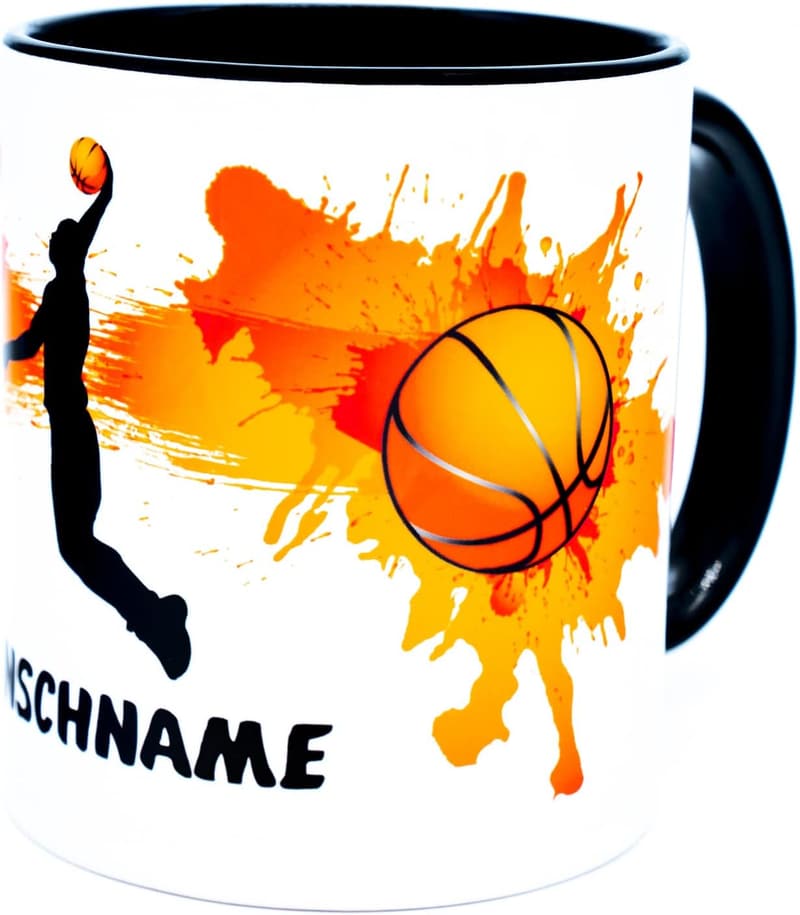 Personalisierte Basketball-Tasse mit Wunschname für Fans und Spieler