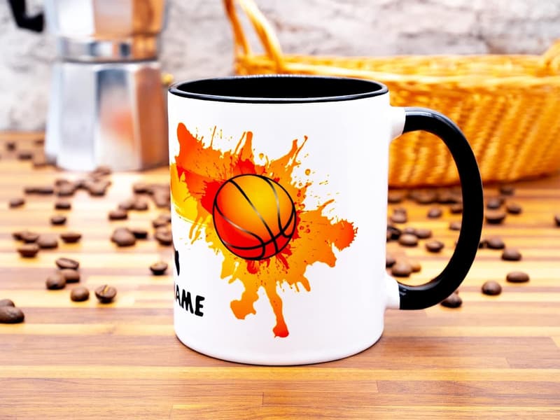 Personalisierte Basketball-Tasse mit Wunschname für Fans und Spieler