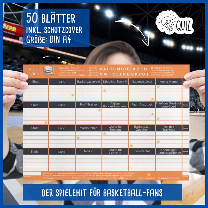 Basketball Quizspiel für Spieler, Trainer & Fans - 50 Blatt DIN A4