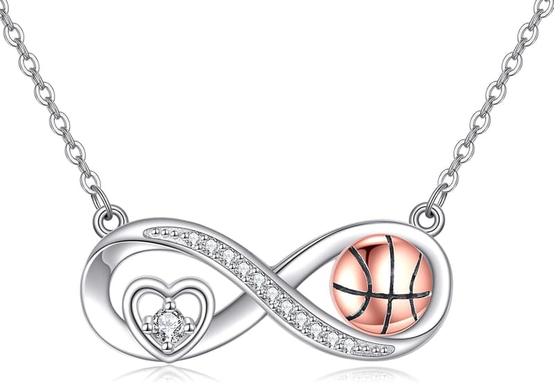 Basketball Halskette mit Unendlichkeitssymbol aus 925 Sterlingsilber für Frauen