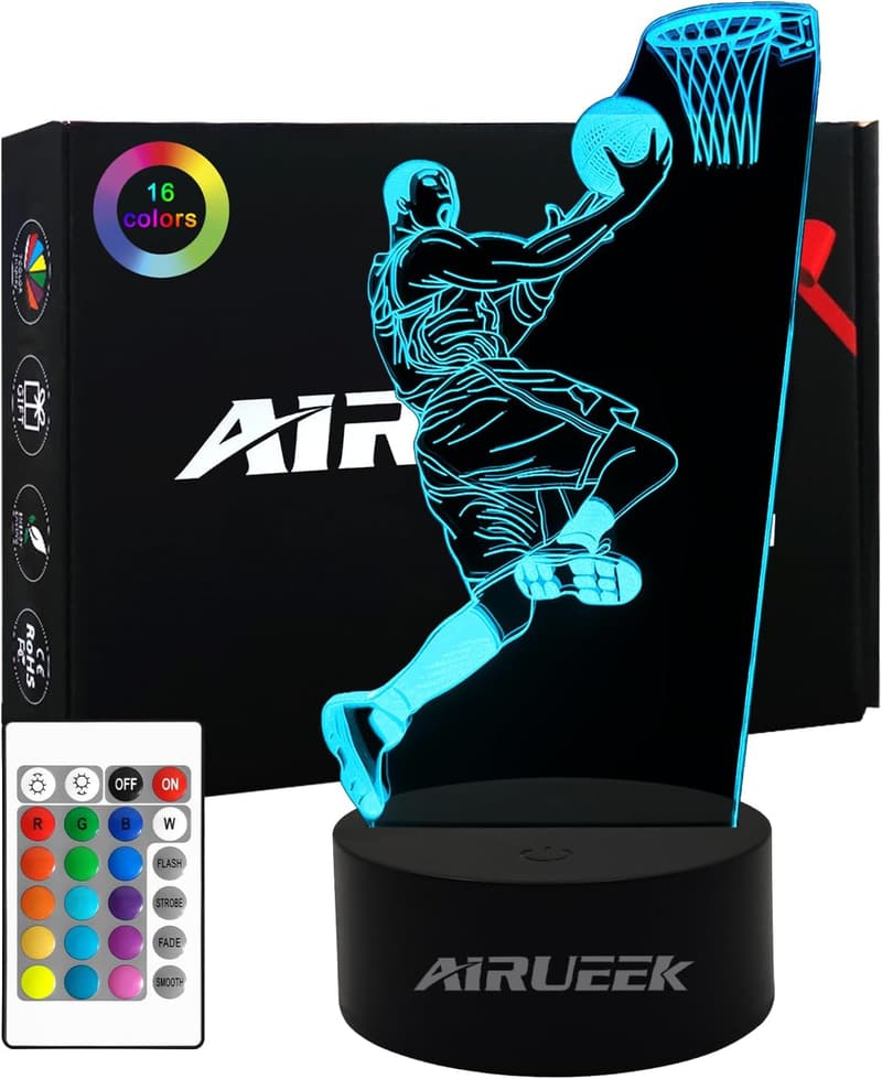 3D Basketball Nachtlicht mit Fernbedienung und 16 Farben - Geschenk für Basketballer