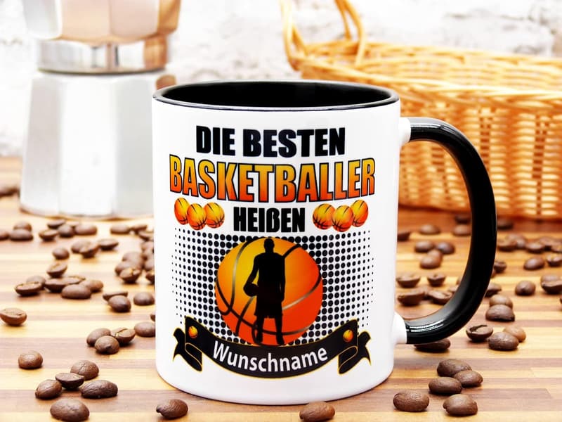 Basketball Tasse mit Namen – Geburtstagsgeschenk für Fans, 330 ml