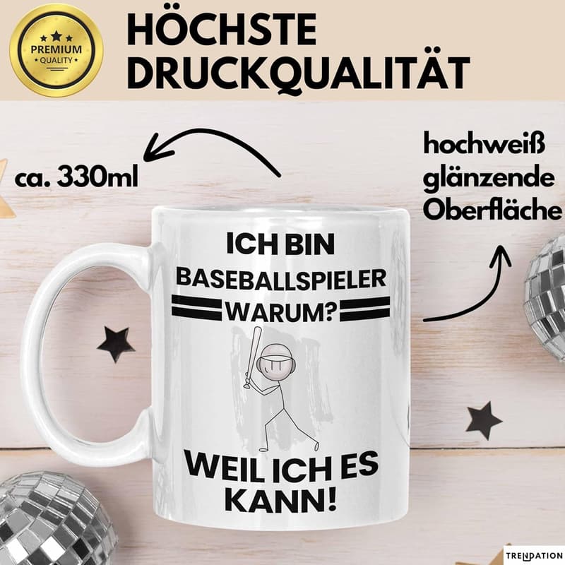 Geschenk Tasse für Baseballspieler mit lustigem Spruch