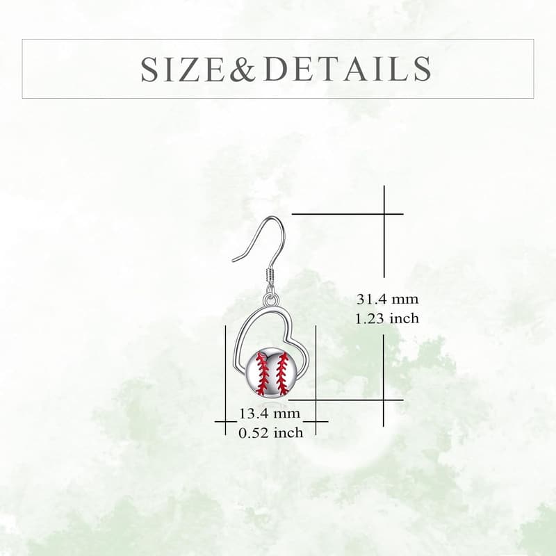 Baseball Ohrringe aus 925 Sterlingsilber für Damen