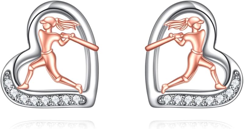 Herzförmige Ohrringe aus 925 Sterling Silber für Sportliebhaber