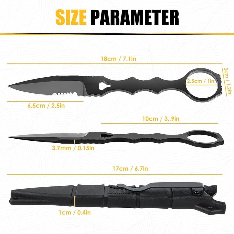 Byffoer EDC Taschenmesser mit 440C Klinge und Kydex Scheide, 17CM