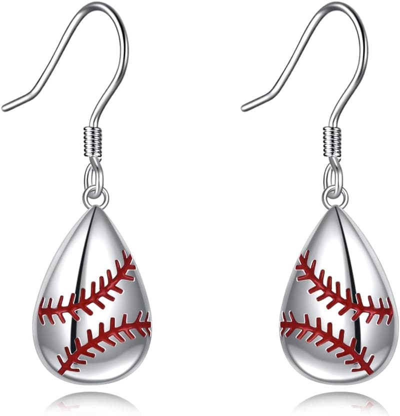Baseball Ohrringe aus 925 Sterling Silber für Damen und Mädchen