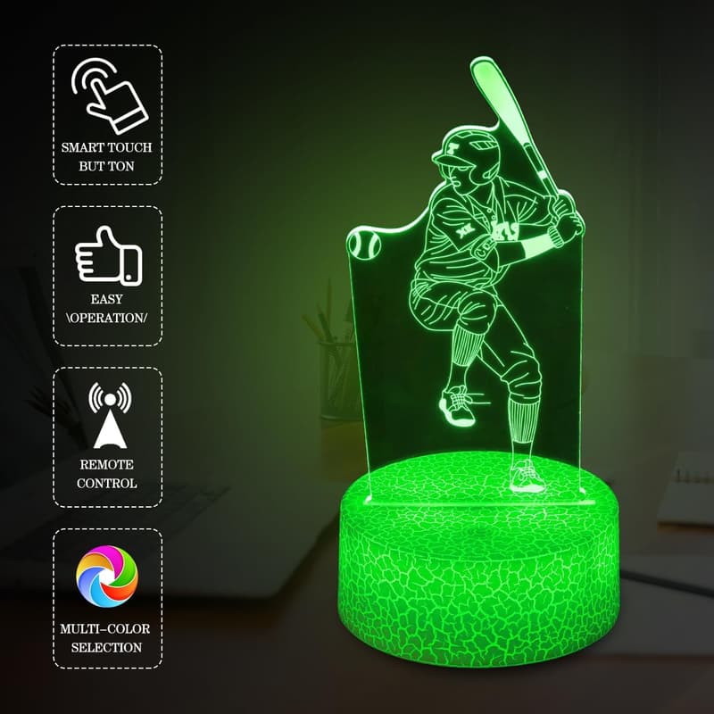 Baseball-Nachtlicht mit 16 Farben – Geschenk für Sportfans