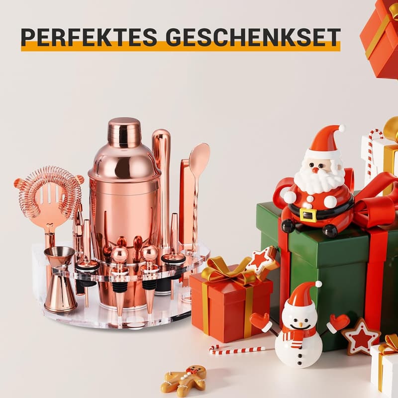 Edelstahl Cocktail Shaker Set 12-teilig für Männer, Geschenk für Zuhause
