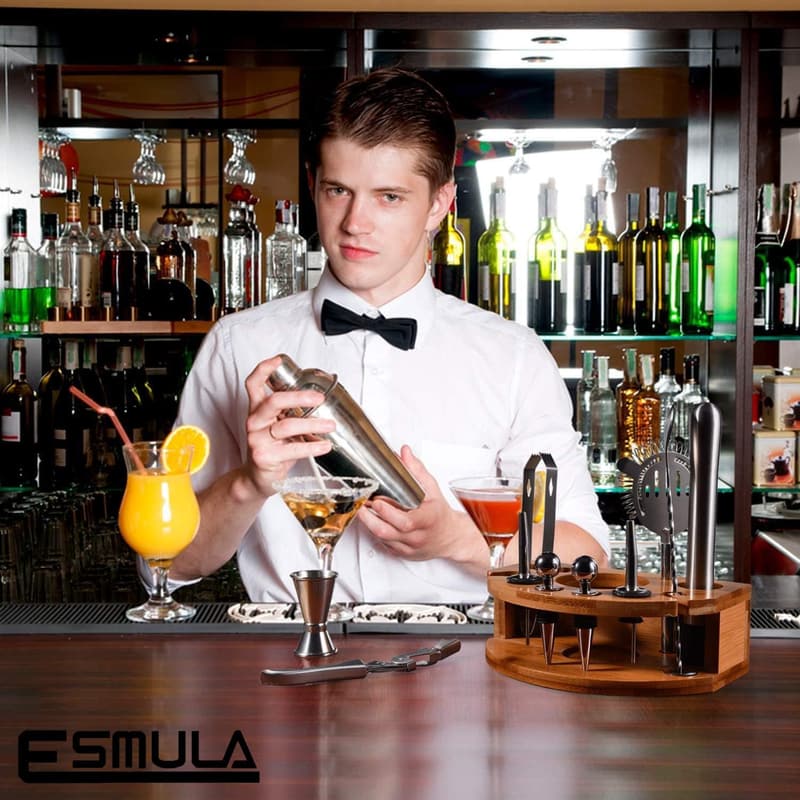 Cocktail Shaker Set 750ML aus Edelstahl mit Rezeptheft für Gemütliche Abende