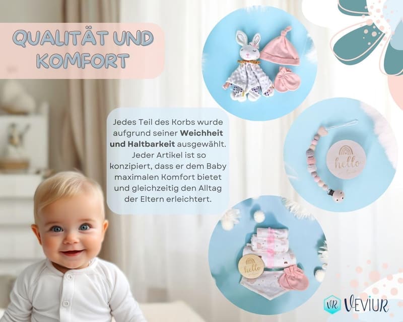 Neugeborenen Geschenkset für Jungen und Mädchen mit Kuscheltier und Decke