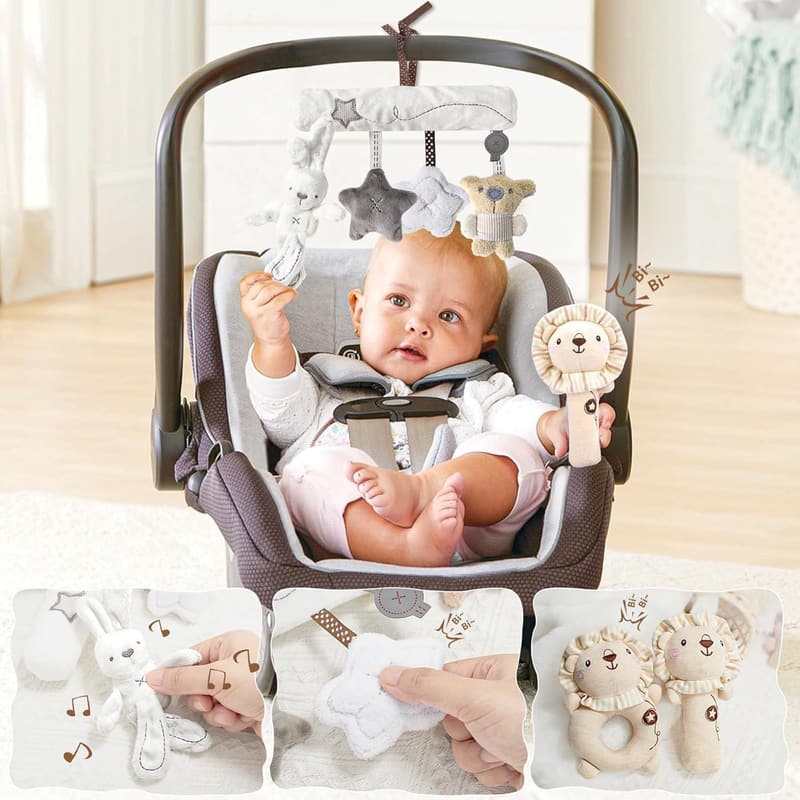 Geschenkset zur Geburt für Jungen – Strampler, Lätzchen, Socken, Rassel