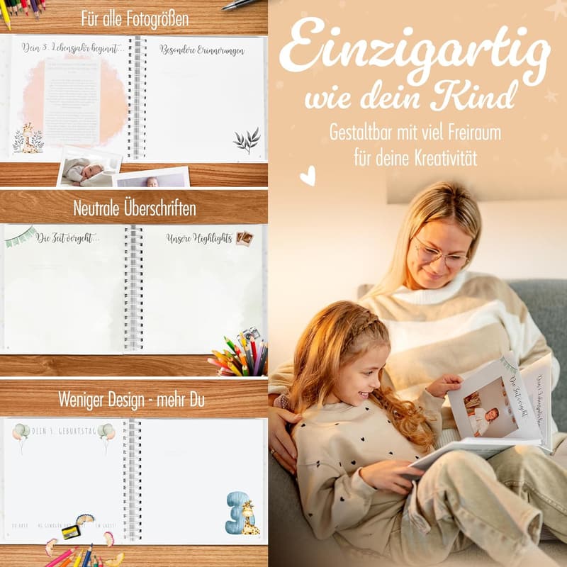 Babyalbum zur Geburt - Erinnerungsbuch für das erste Jahr