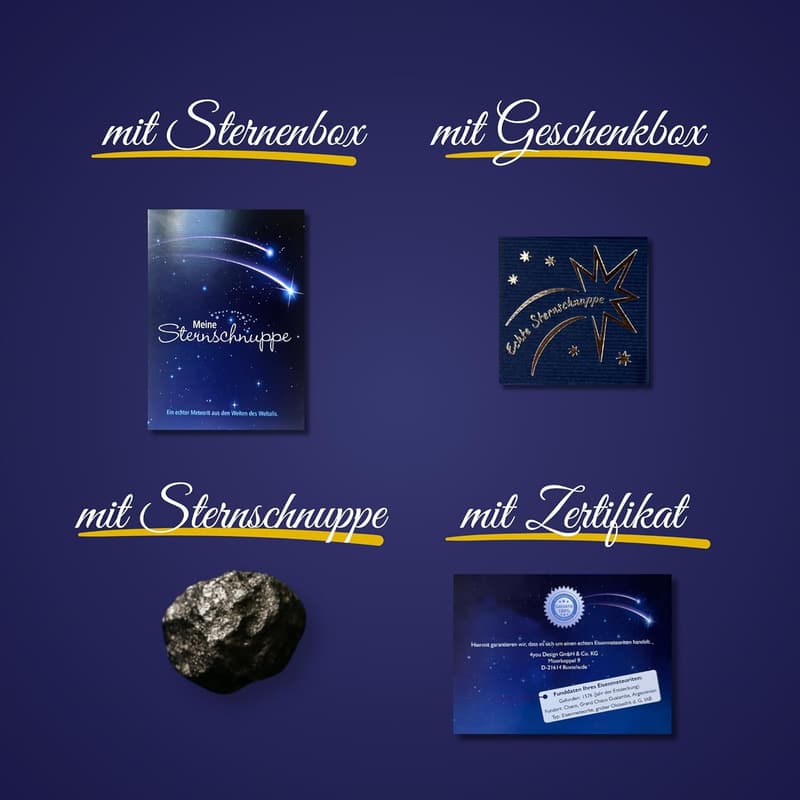Echte Sternschnuppe Geschenkset mit Zertifikat für Geburtstag
