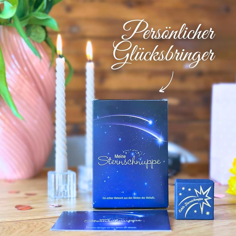 Echte Sternschnuppe Geschenkset mit Zertifikat für Geburtstag