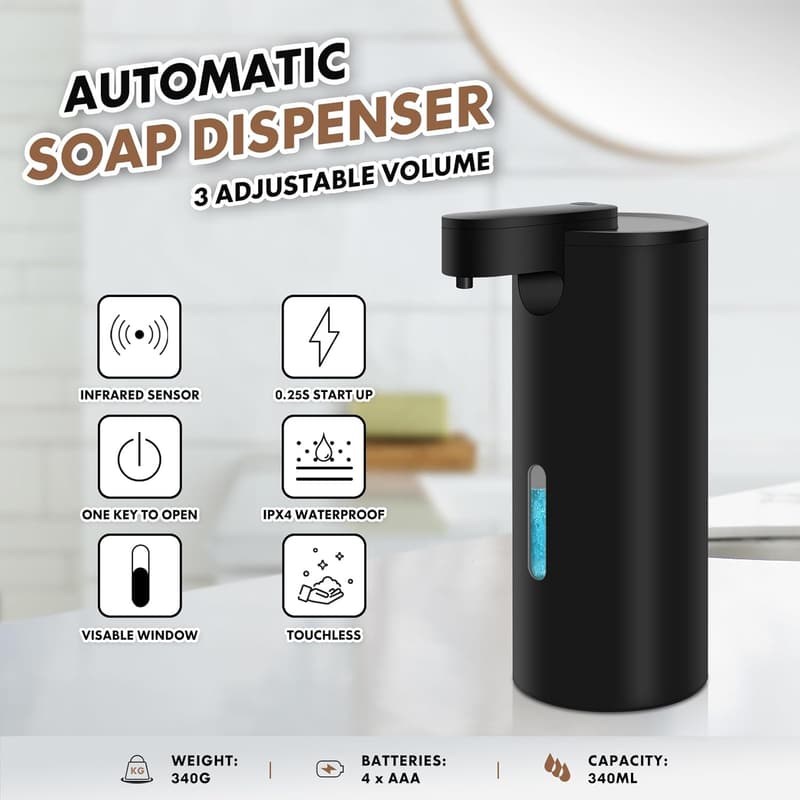 Automatischer Edelstahl-Seifenspender mit Sensor für Küche & Bad, 340ml